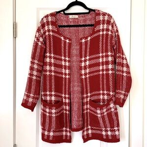 Plaid knit oversized cozy cardigan